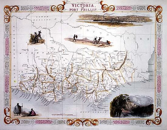 Victoria, Australia, from Illustrated Atlas of the World, pub. Tallis & Co., 1849-53 from 