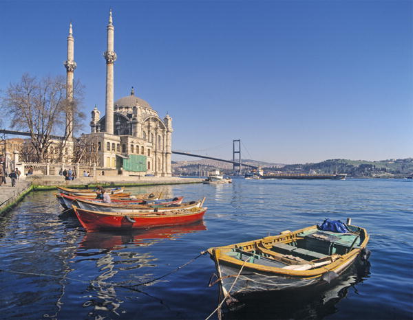 View of the Mosque of Abdulmecid at Ortakoy with the Bosphorous Bridge in the background (photo)  from 