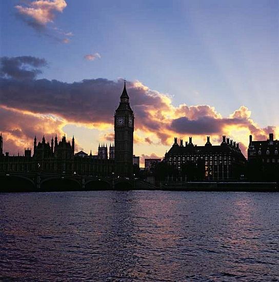 View of Westminster, from the South Bank of the Thames, featuring Big Ben from 