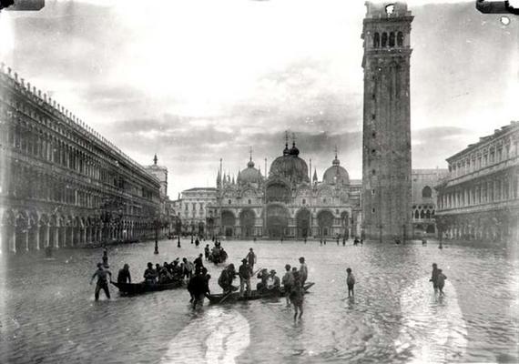 View of Flooded Piazza S. Marco (b/w photo) 1880-1920 from 