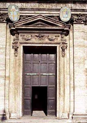 View of the church doorway, rebuilt in 1587 (photo) from 
