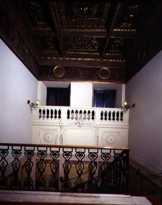View of the stairs with coffered ceiling dating from the time of Alessandro de'Medici (1510-37) (pho from 