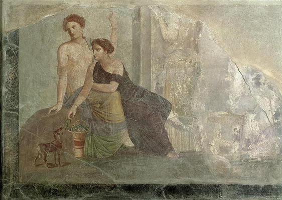 Women playing with a goat, Pompeii (mural painting) from 