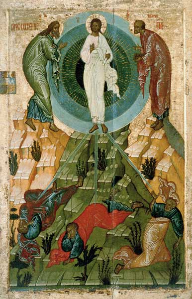 The Transfiguration of Our Lord, Russian icon from the Holy Theotokos Dormition Church on the Voloto from Novgorod School