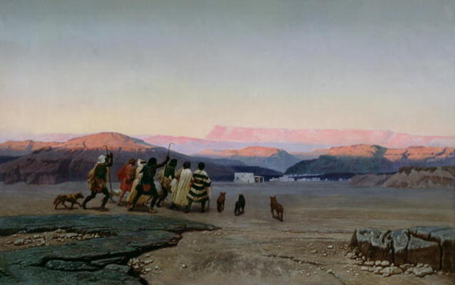 The Shepherds, Led by the Star, Arriving at Bethlehem, 1863 (oil on canvas) from Octave Penguilly l'Haridon
