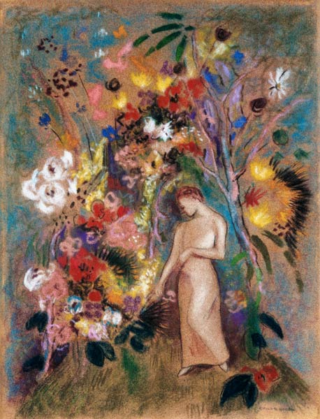 Frauengestalt in Blumen from Odilon Redon