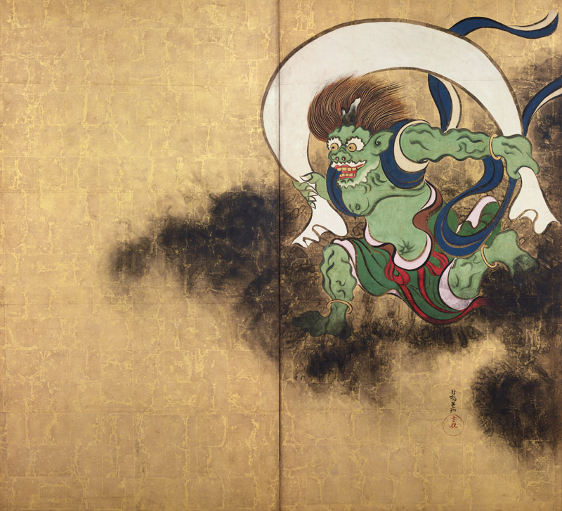 The Wind God. Right part of two-fold screens "Wind God and Thunder God" from Ogata Korin