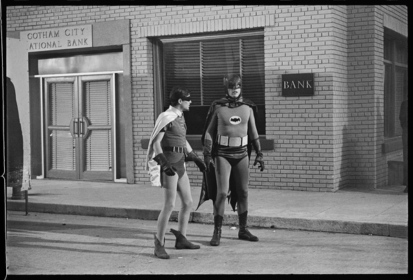 Batman and Robin on set of the TV series from Orlando Suero