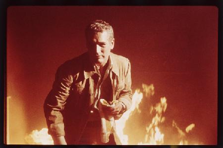 Paul Newman on the set of The Towering Inferno