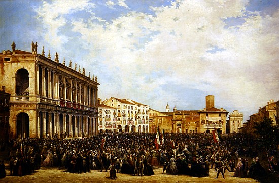 Victor Emmanuel II shows himself to the people of Vicenza from the balcony of Palazzo Chiericati from Orsola Faccioli Licata