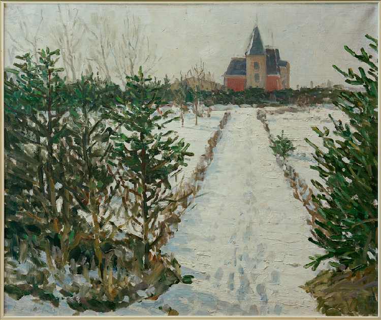 Snow-Covered Landscape with Castle / Church from Oskar Moll