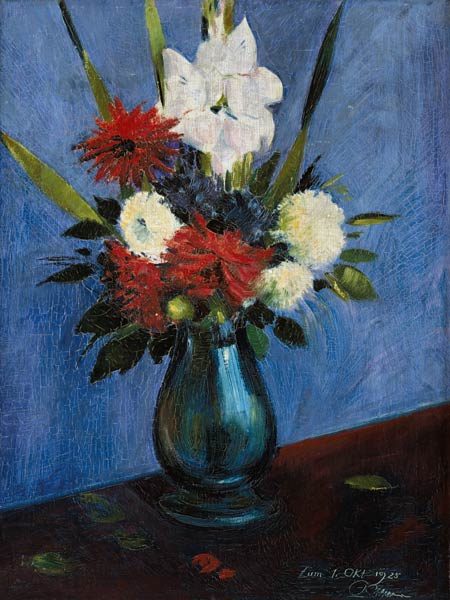 Blumenvase mit Gladiolen und Dahlien from Oskar Schlemmer
