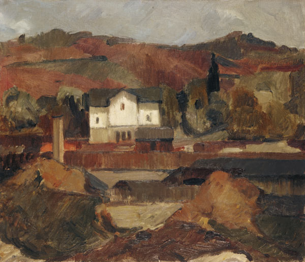 Landschaft mit weißem Haus. from Oskar Schlemmer