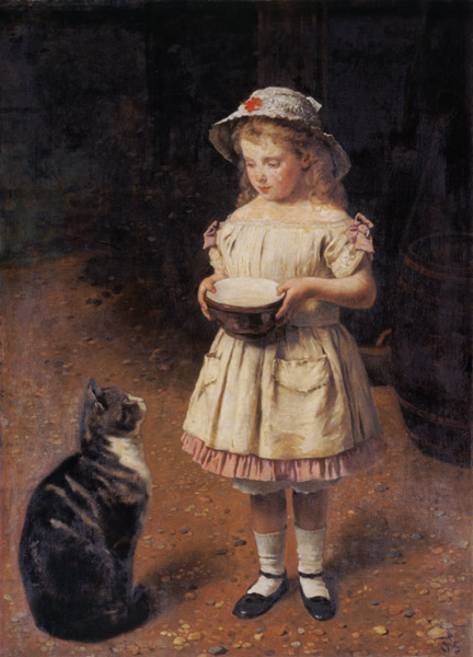 Blondes Mädchen mit Katze from Otto Franz Scholderer