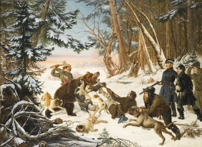 The Tsarevich Alexander Nikolaevich on a Bear hunt on the Outskirts a Moscow from Otto Grashof