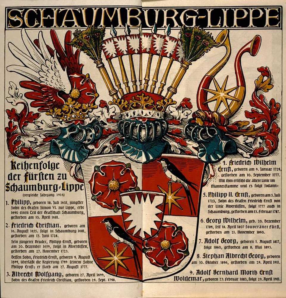 Schaumburg-Lippe. / Reihe der Fürsten zu Schaumburg-Lippe from Otto Hupp
