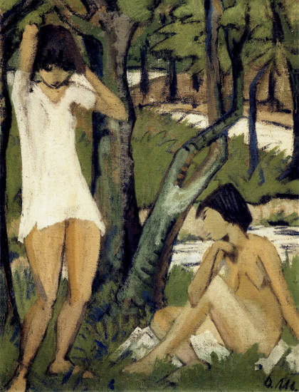 Zwei badende Mädchen (Mädchen im Hemd) from Otto Mueller