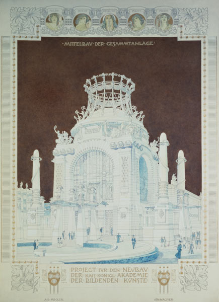 Academy of Fine Arts, Vienna, design for the Hall of Honour from Otto Wagner