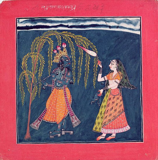Krishna playing a flute, from the ''Vahula Raga'', Basohli, c.1710 from Pahari School