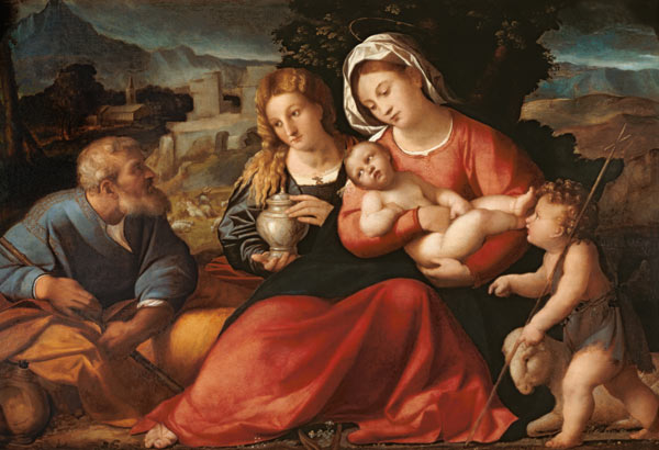 Die Hl. Familie mit dem Johannesknaben und Maria Magdalena from Palma il Vecchio (eigentl. Jacopo Negretti)