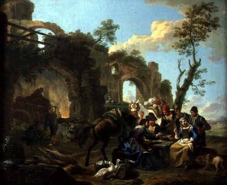 Horsemen Resting among Classical Ruins with a Fortune Teller from Paolo Monaldi