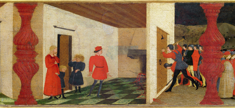 Predella of the Profanation of the Host: The Jewish Pawnbroker Roasting the Consecrated Host in the from Paolo Uccello