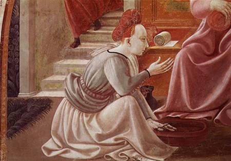 The Birth of the Virgin, detail of a seated maid servant from the fresco cycle of the Lives of the V from Paolo Uccello