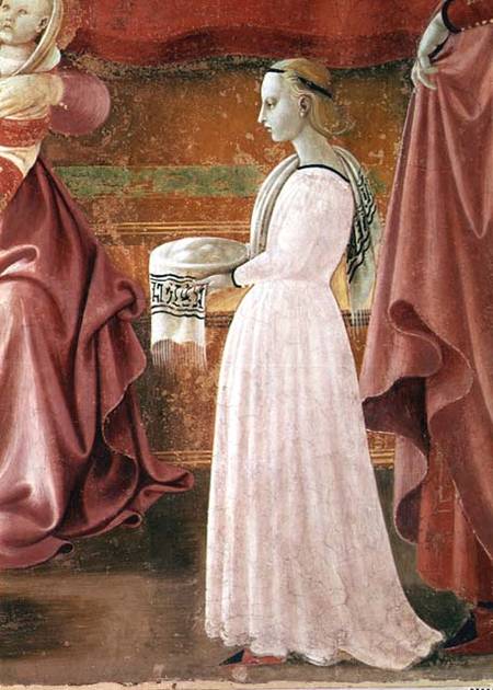 The Birth of the Virgin, detail of a standing maid servant from the fresco cycle of the Lives of the from Paolo Uccello