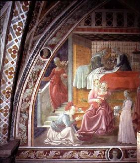 The Birth of the Virgin, detail from the fresco cycle of The Lives of the Virgin and St. Stephen, fr