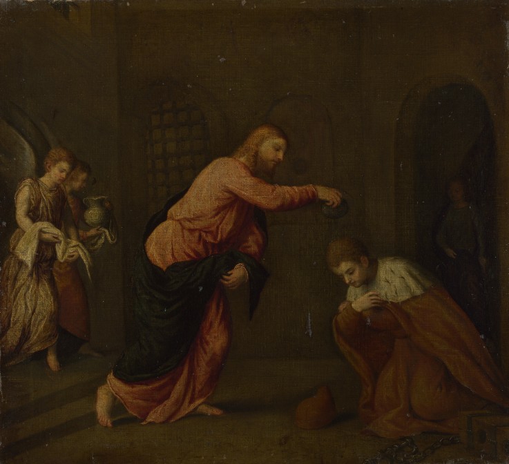 Christ baptising Saint John the Martyr of Alexandria from Paris Bordone