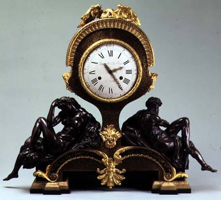 Mantel clock with figures of Day and Night from Paris Jean Andre Lepaute