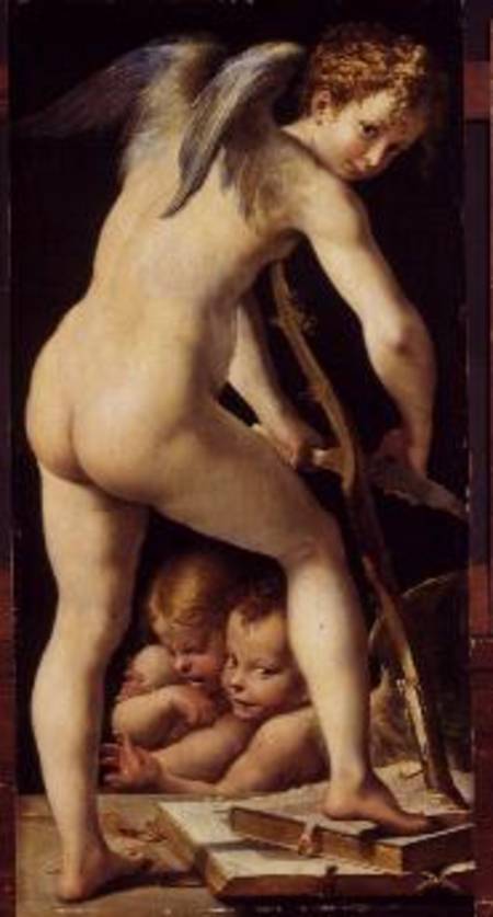 Cupid Carving a Bow from Parmigianino