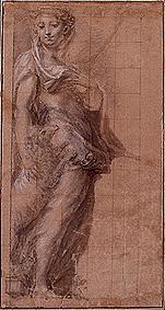 Stehende Frau mit Lamm. from Parmigianino