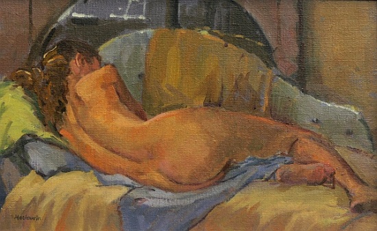 Nude on chaise longue (oil on sofa) from  Pat  Maclaurin