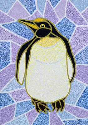 Penguin on Stained Glass