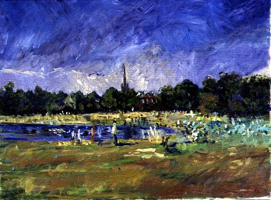 Deck Chairs by the Pond, 1998 (oil on canvas)  from Patricia  Espir