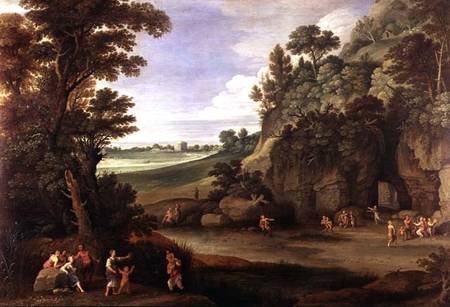 Arcadian landscape with satyrs and nymphs (panel) from Paul Brill or Bril