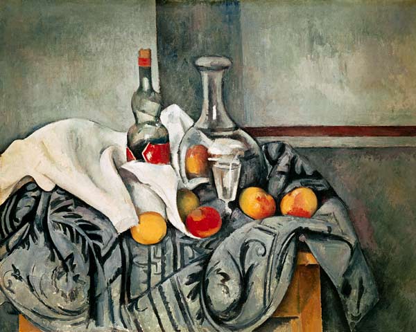Stillleben mit Pfirsichen und Flaschen from Paul Cézanne