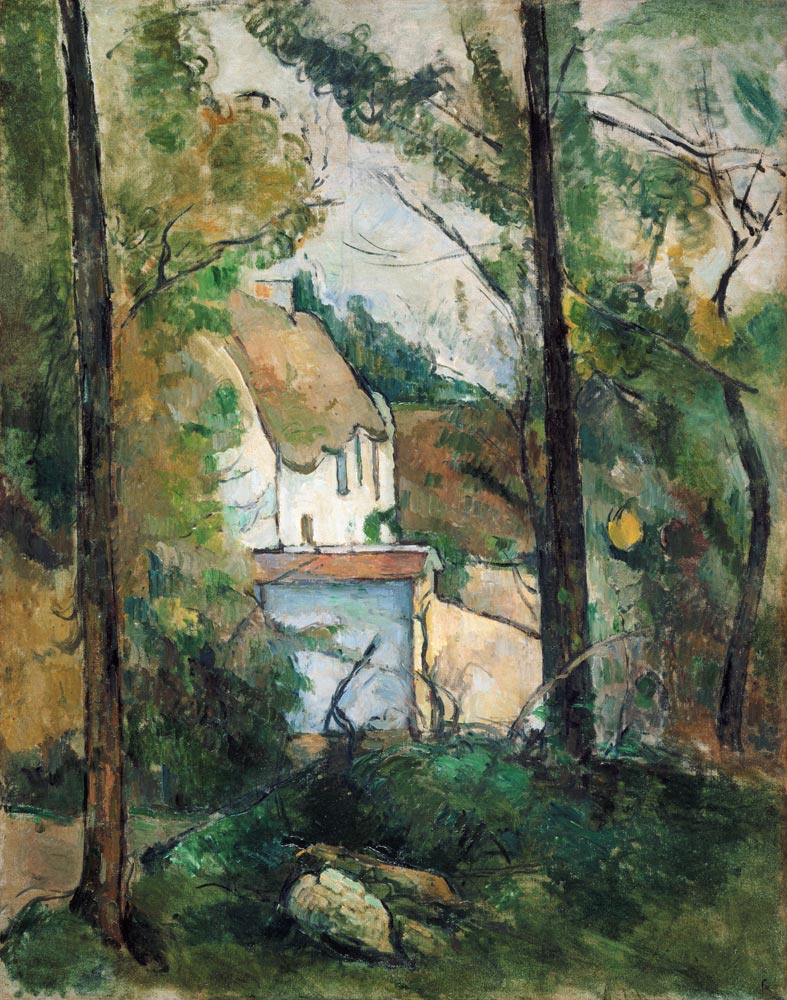 Blick durch Bäume auf ein Haus (Auvers) from Paul Cézanne