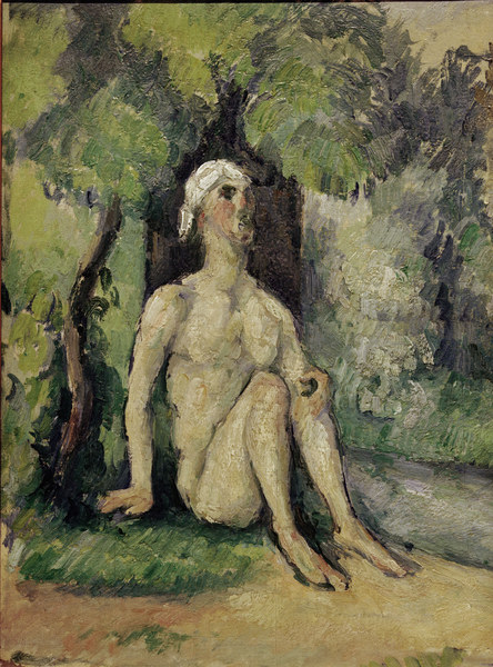 Bather sitting at waters edge from Paul Cézanne