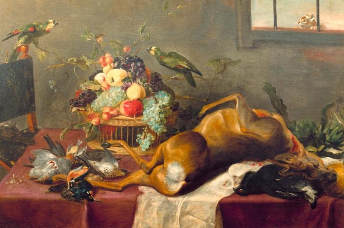 Hunting Still Life with Killed Stag, Fruit Basket, Winged G from Paul de Vos