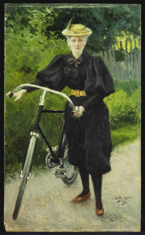 Eine Dame mit Fahrrad from Paul Fischer