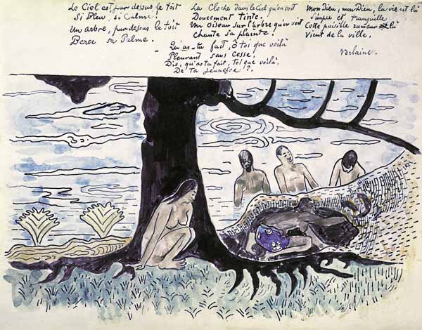 Illustration zu einem Gedicht von Verlaine Le Ciel est pardessus le toit from Paul Gauguin