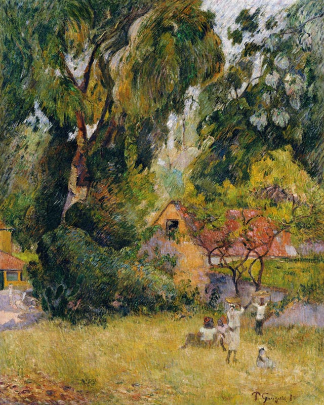 Huts under the Trees (oil on canavs) from Paul Gauguin