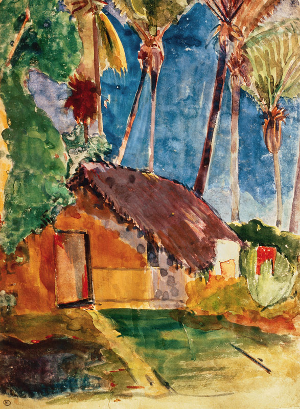 Strohhütte unter Palmen (Illustration aus Noa Noa) from Paul Gauguin