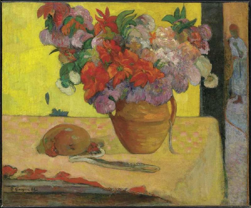 Blumen in einer Vase und eine Feldflasche from Paul Gauguin