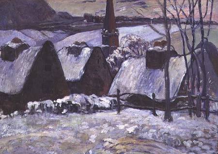 Breton village under snow from Paul Gauguin