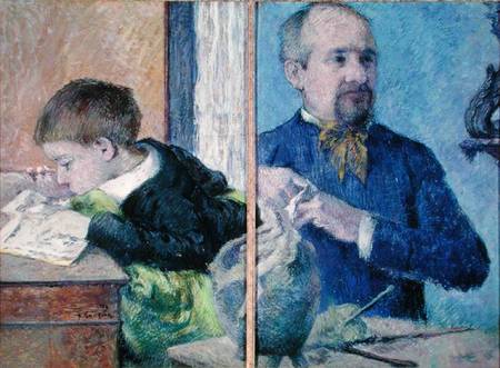 Portrait of Jean Paul Aube (1837-1916) and his son from Paul Gauguin