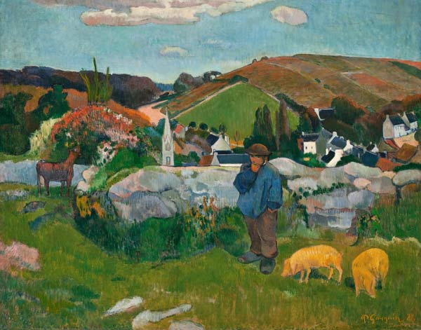Landschaft in der Bretagne (Schweinehirt) from Paul Gauguin