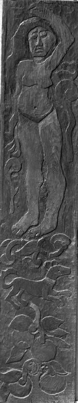 Carved vertical panel from the door frame of Gauguin's final residence in Atuona on Hiva Oa (Marques